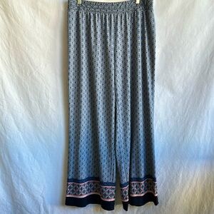 Christopher & Banks blue and white wide leg pants, size L